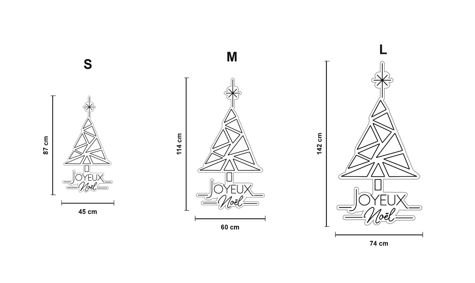 Sapin de Noël 2 — schéma des formats S, M et L