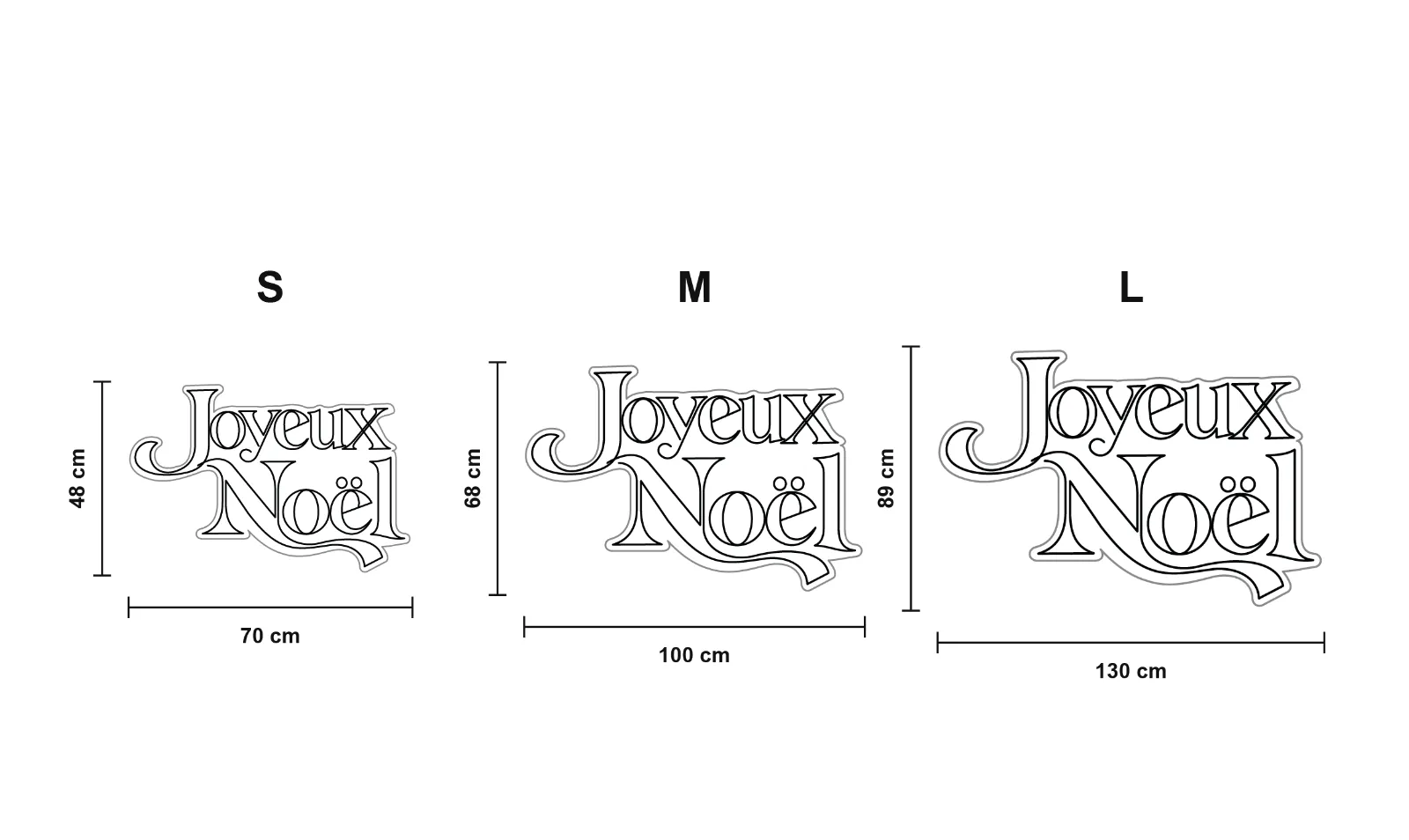 Joyeux Noël — schéma des formats S, M et L