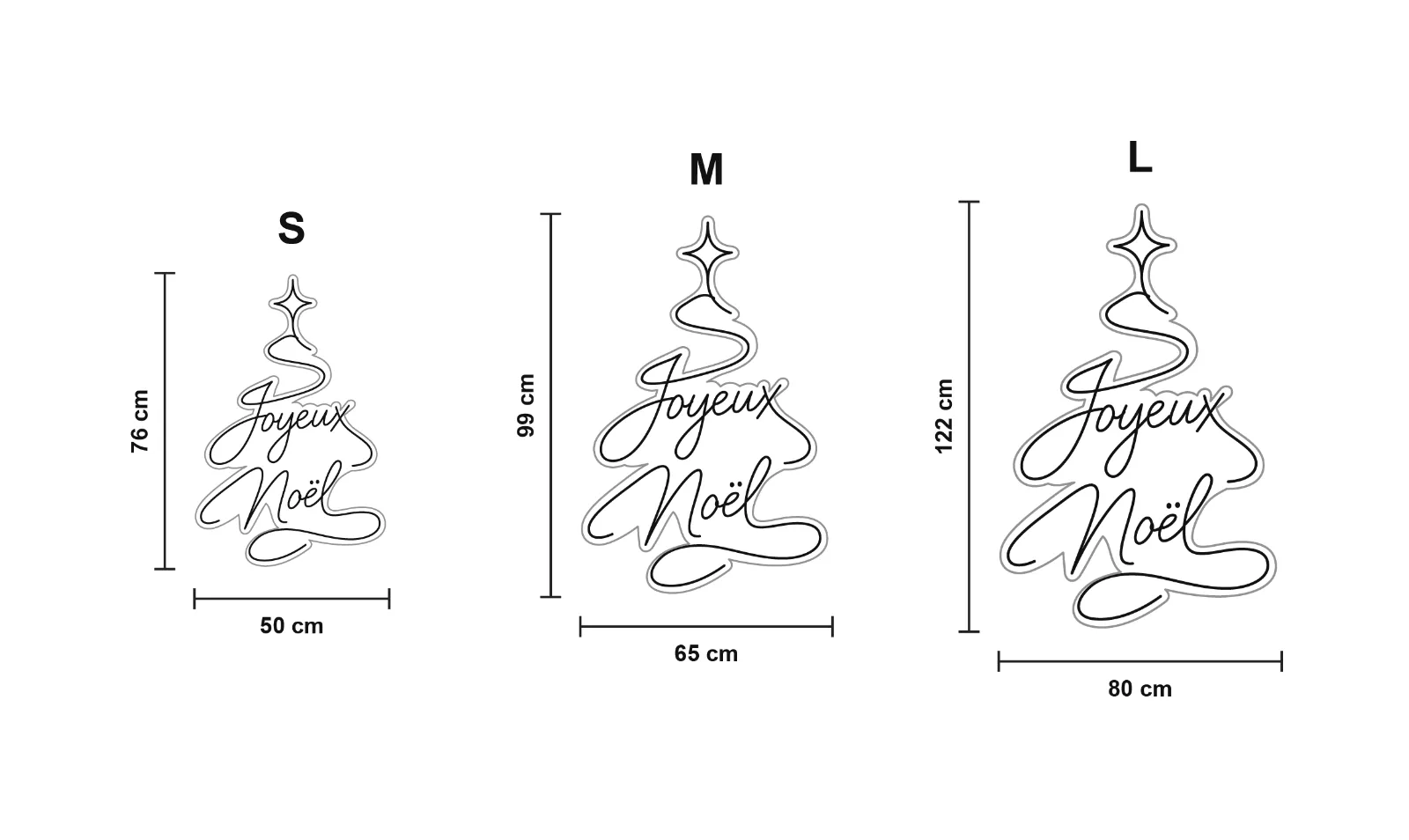 Joyeux Noël 2 — schéma des formats S, M et L