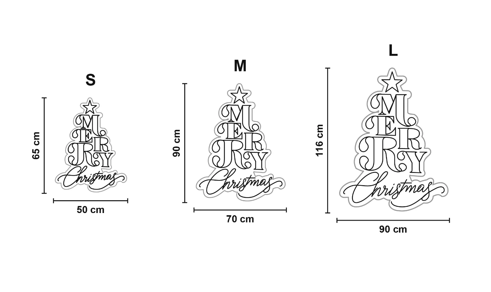 Merry Christmas 2 — schéma des formats S, M et L