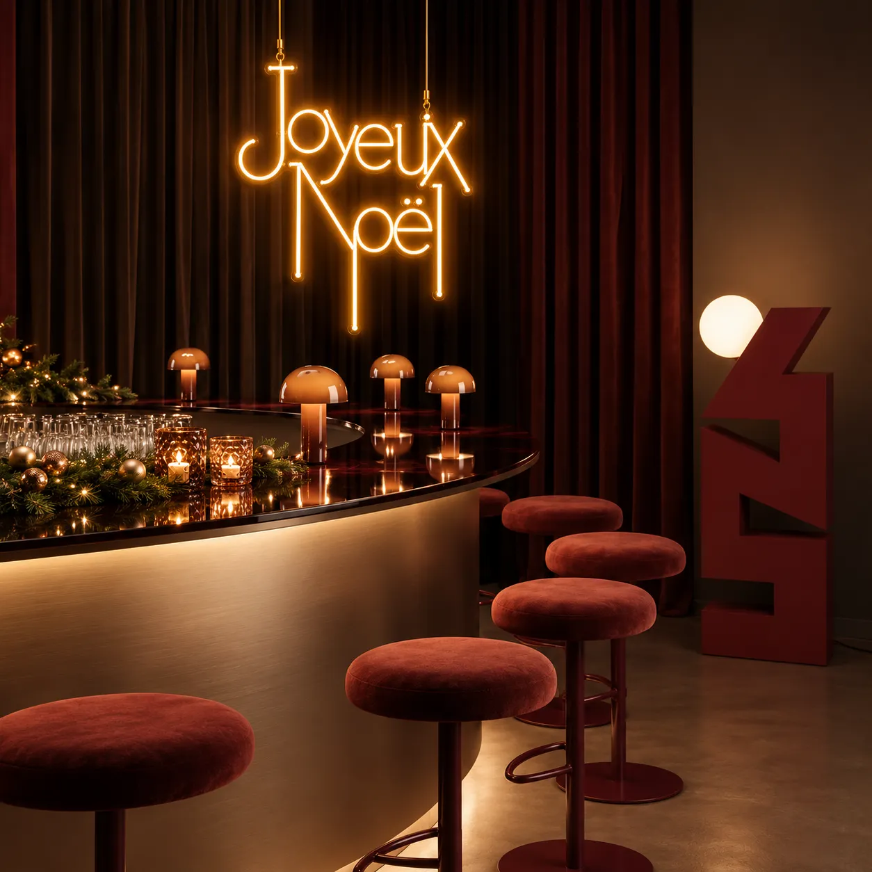 Joyeux Noël 3 mis en scène dans un intérieur
