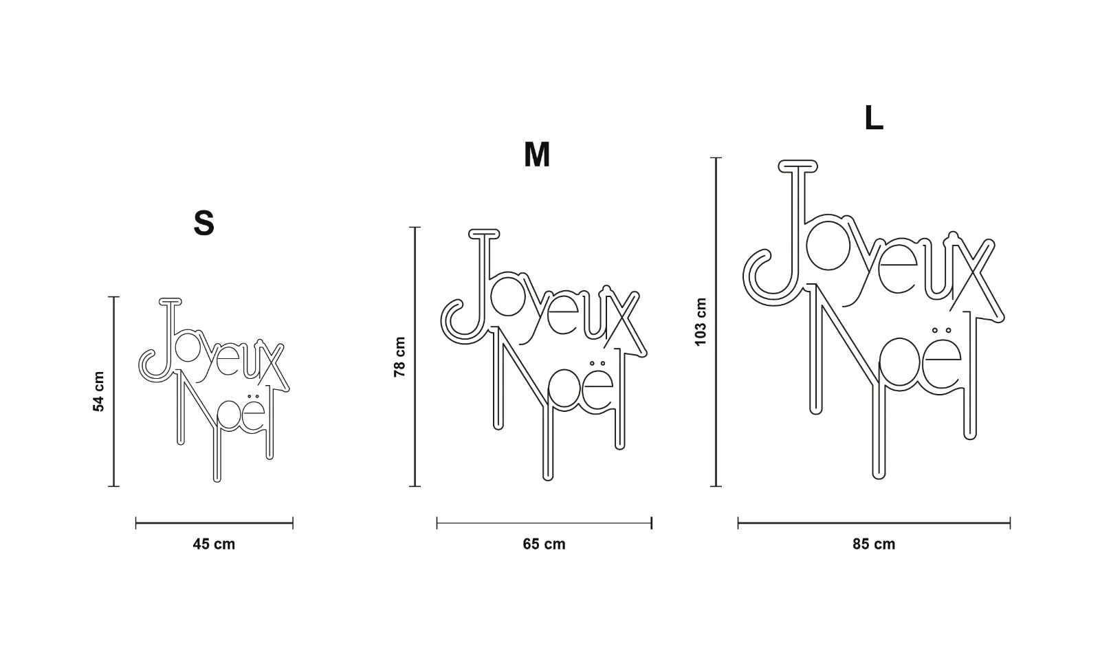 Joyeux Noël 3 — schéma des formats S, M et L