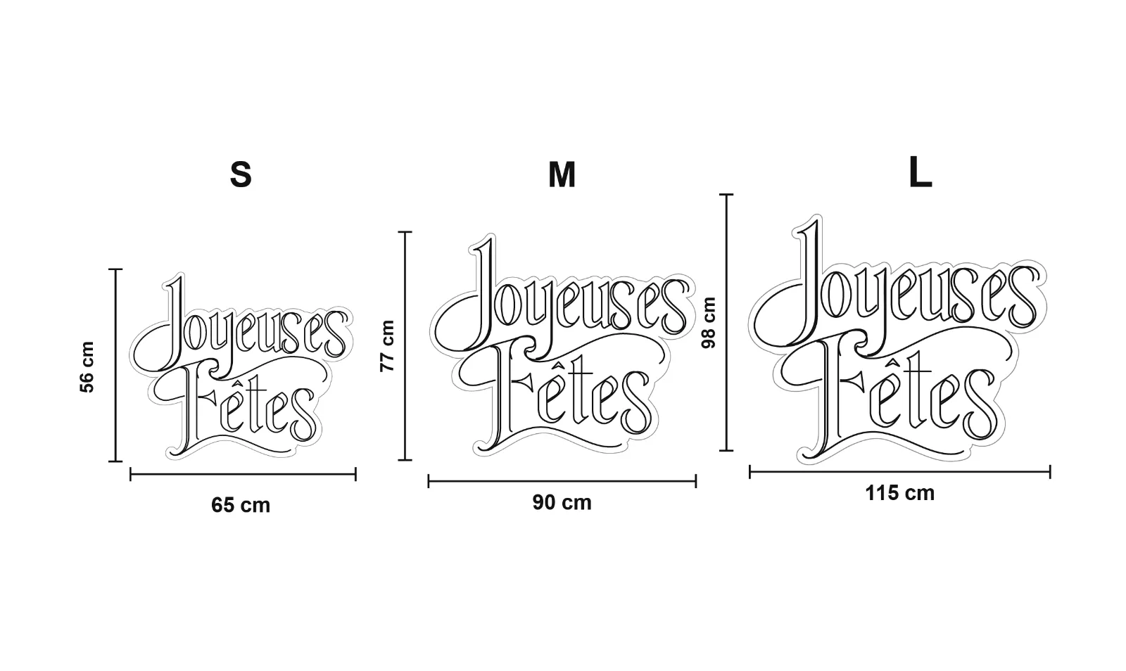 Joyeuses Fêtes 2 — schéma des formats S, M et L