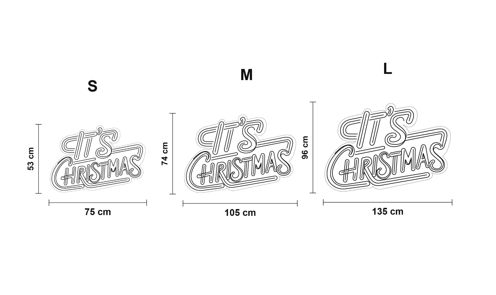It's Christmas — schéma des formats S, M et L
