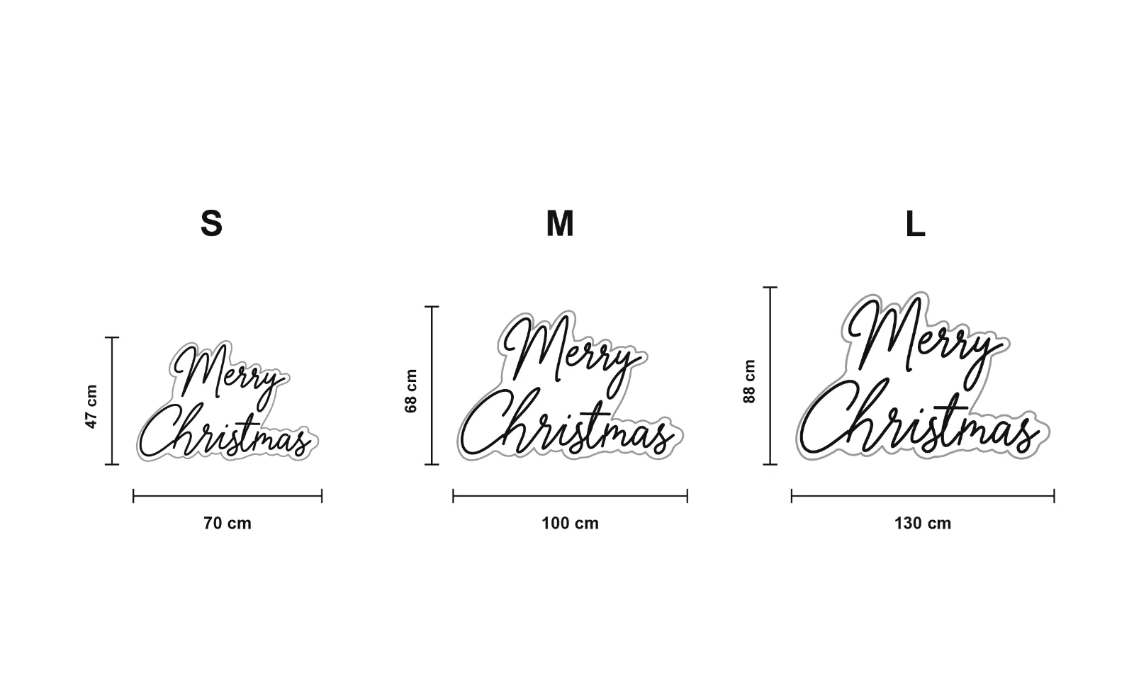 Merry Christmas 5 — schéma des formats S, M et L