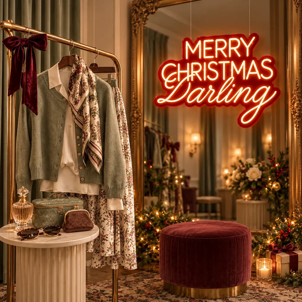 Merry Christmas Darling mis en scène dans un intérieur