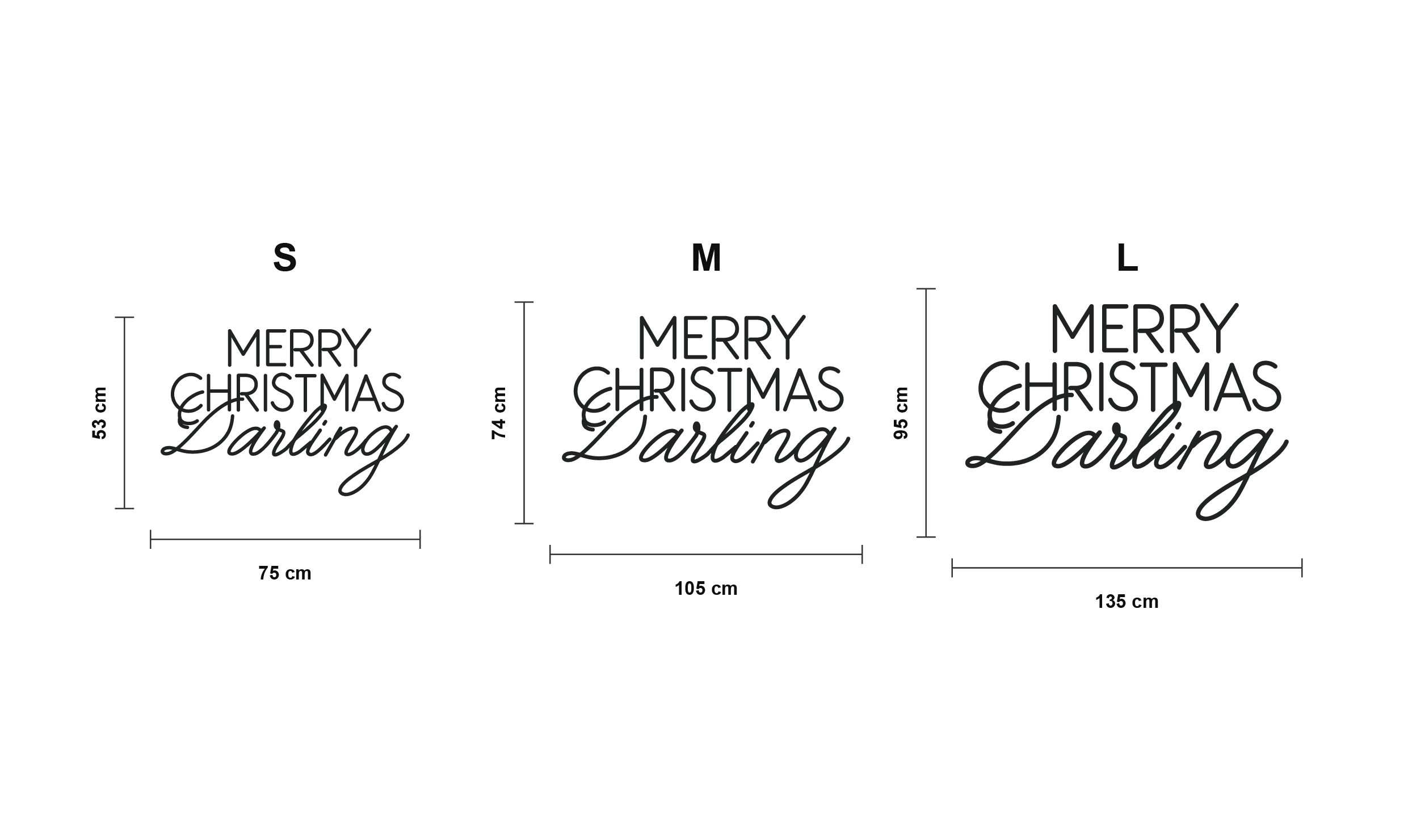 Merry Christmas Darling — schéma des formats S, M et L