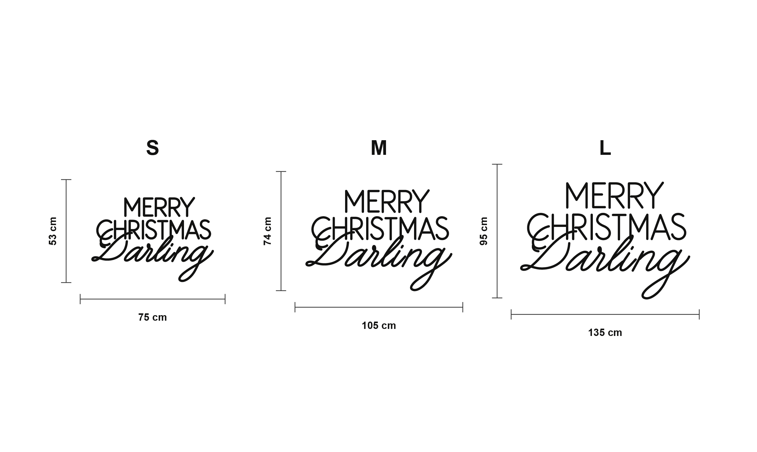 Merry Christmas Darling 2 — schéma des formats S, M et L