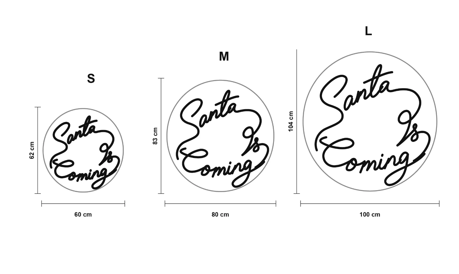 Santa Is Coming — schéma des formats S, M et L