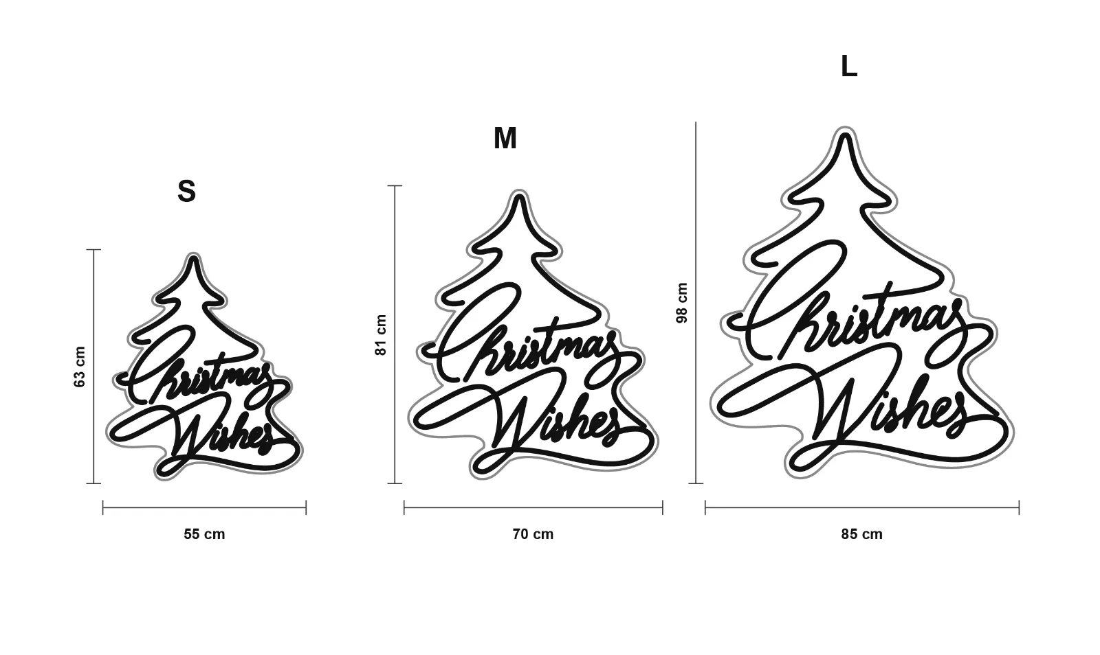 Christmas Wishes — schéma des formats S, M et L