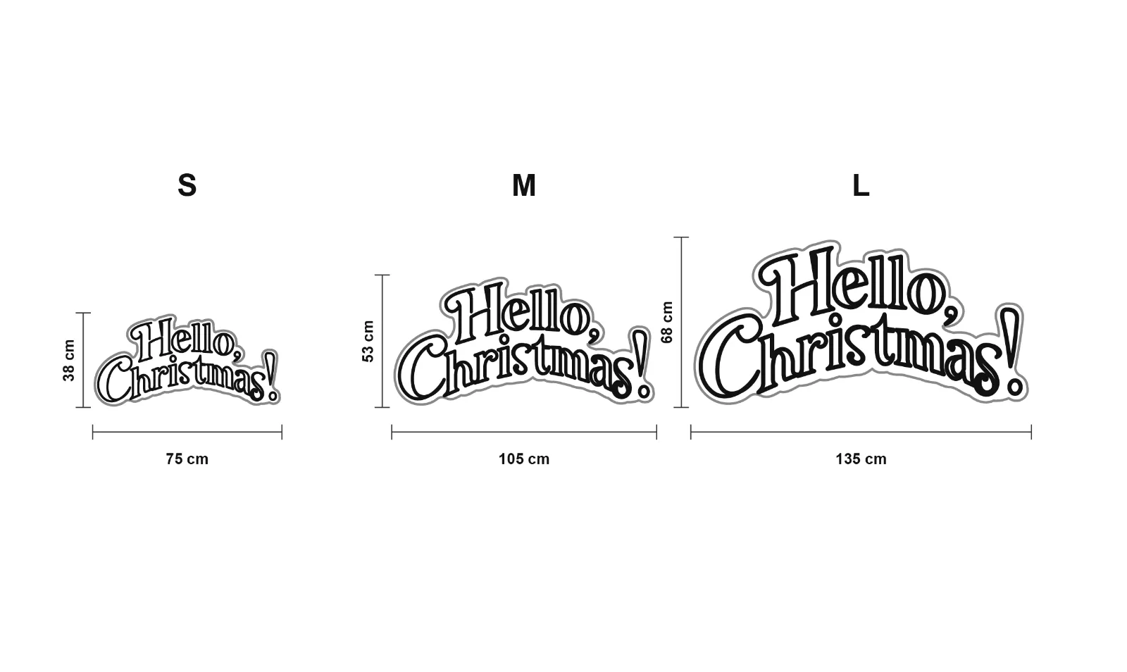 Hello, Christmas! — schéma des formats S, M et L