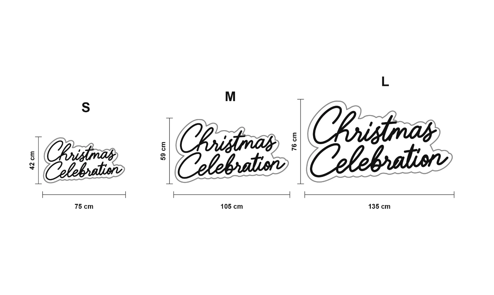 Christmas Celebration — schéma des formats S, M et L