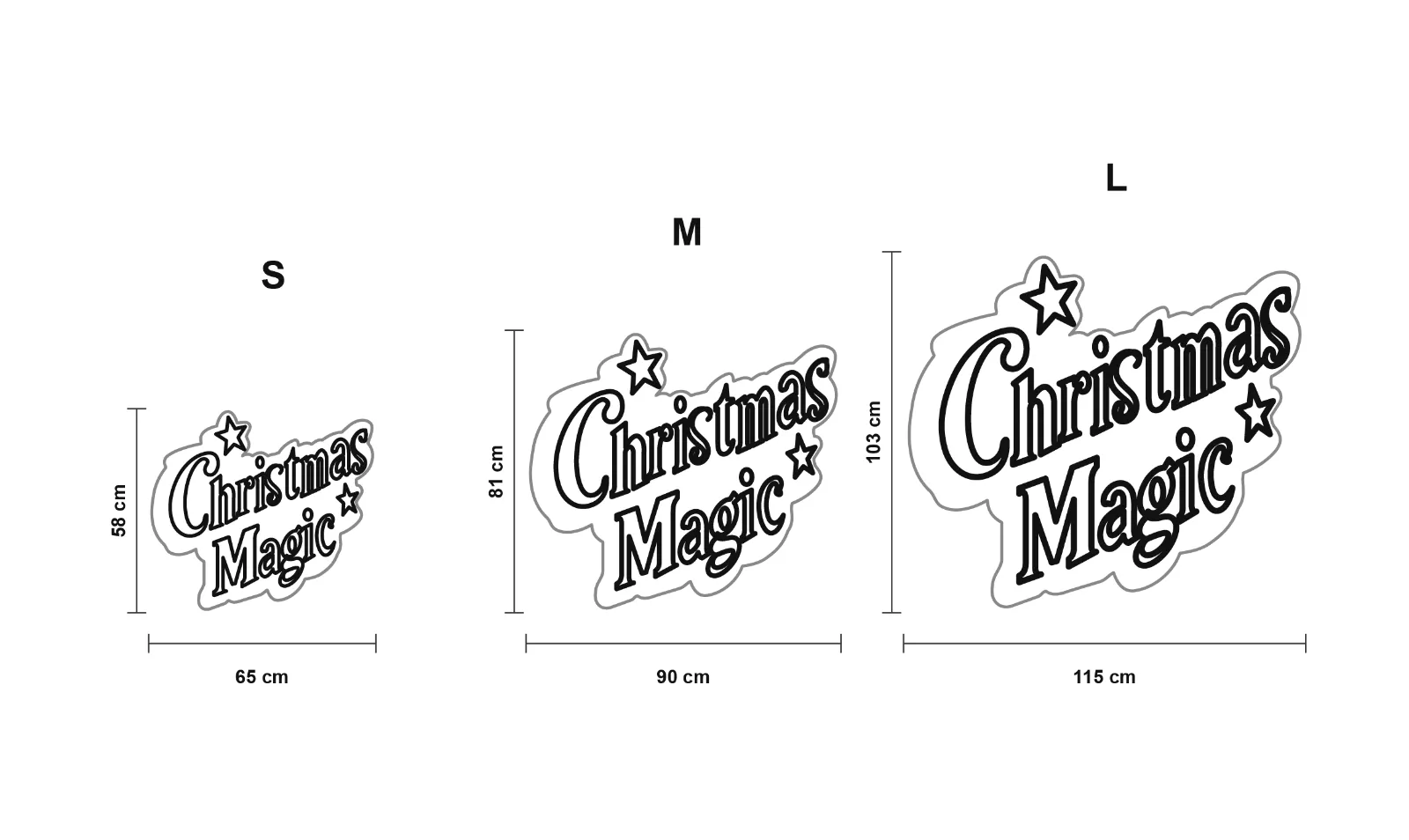 Christmas Magic — schéma des formats S, M et L